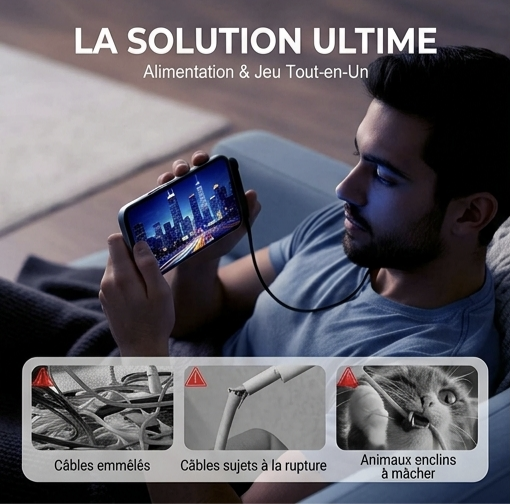 Câble de charge Type C premium rapide 240 W avec support intégré